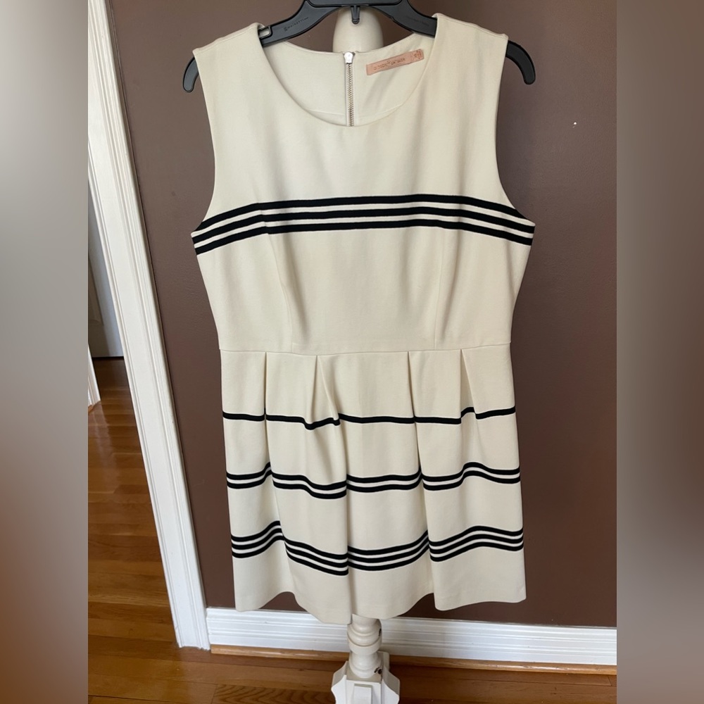 White/Cream Dress with Black Stripes